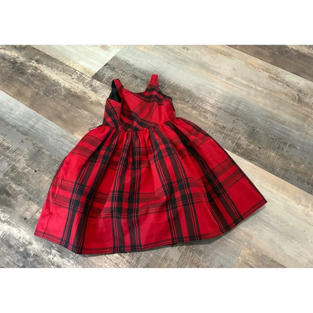 Polo Ralph Lauren Girls Red Black Tartan Plaid Holiday Taffeta Dress 4 4T